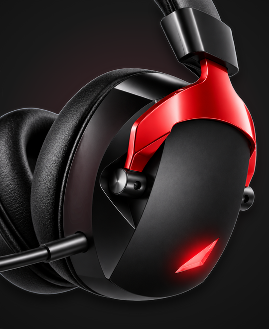 FOCUS S6 Gaming Headset Red - ear cup detail