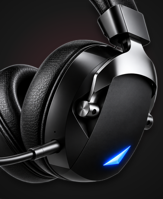 FOCUS S6 Gaming Headset Black - ear cup detail